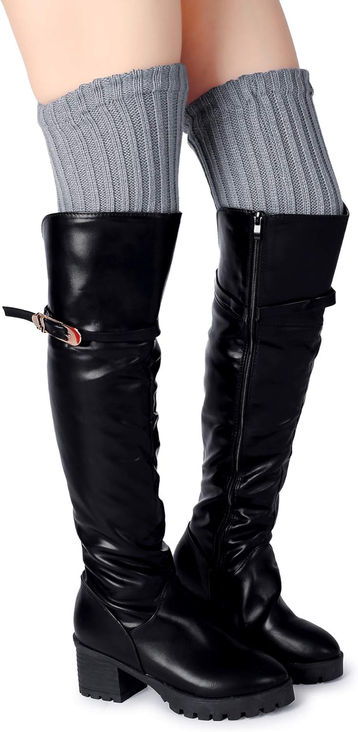 Pareberry Women's Winter Over Knee High Footless Socks Knit Warm Long Leg Warmers - Image 3