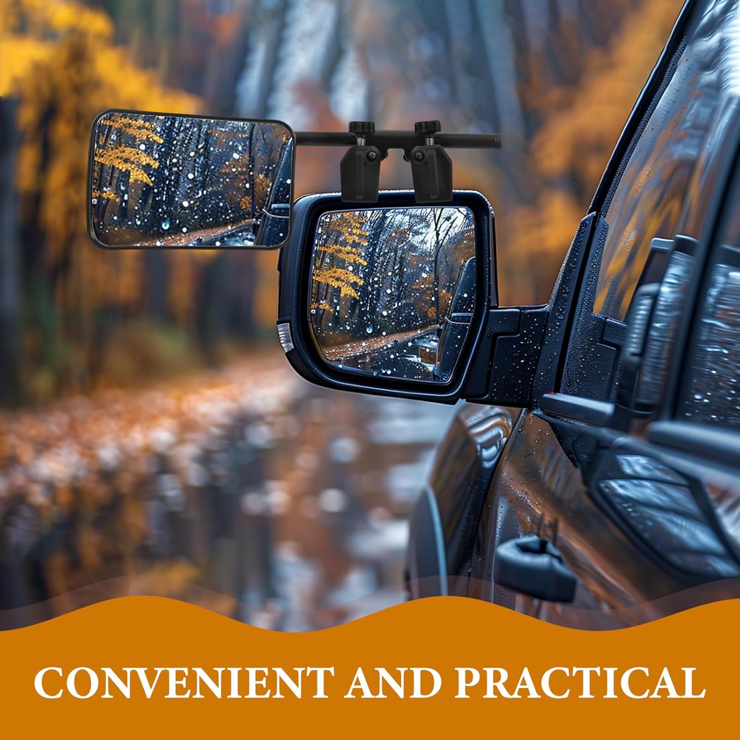 2pcs Pickup Truck Towing Mirror Extensions Clip-on Adjustable Wide-angle Rearview Mirrors for Rv Trailer Towing Hitch Accessories