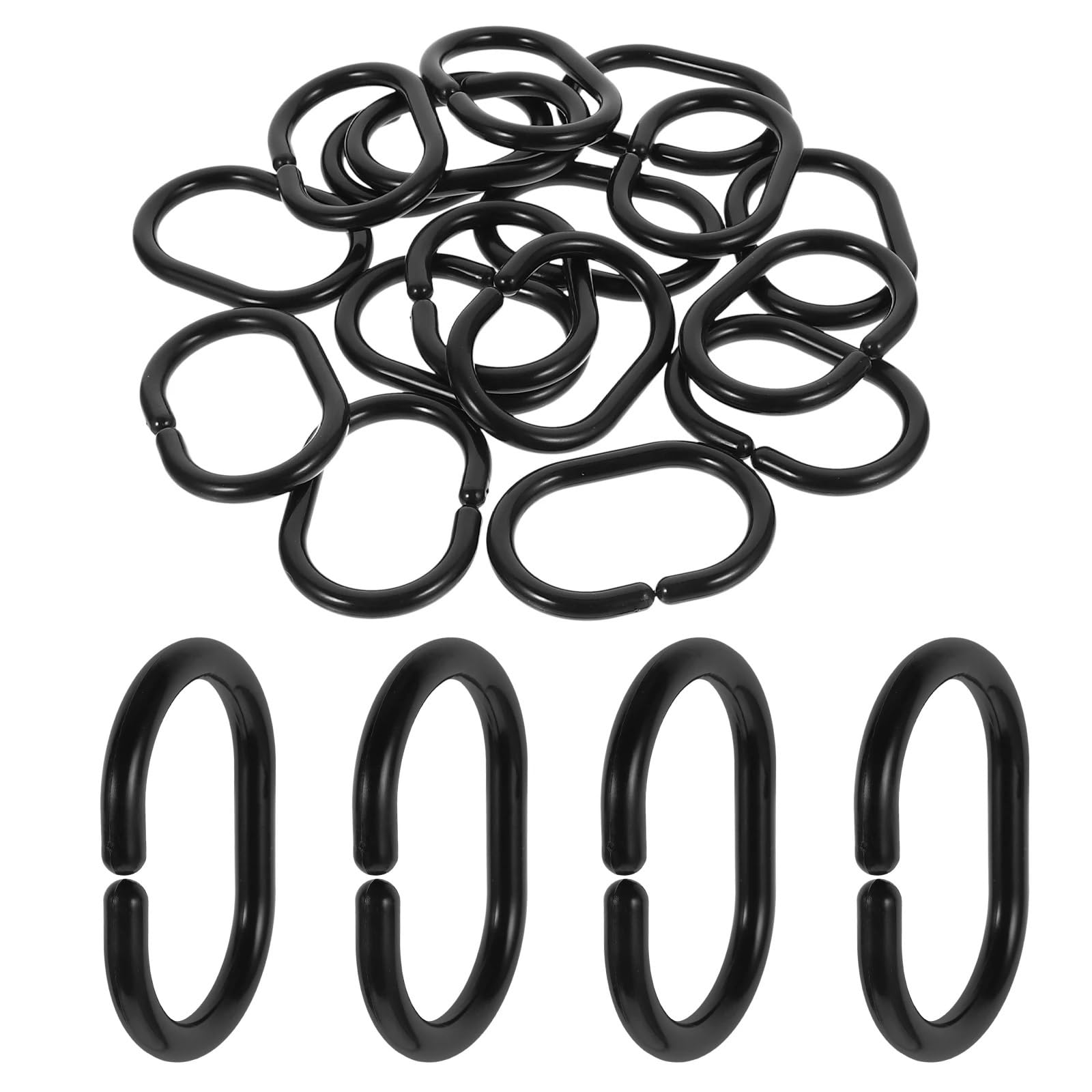 Hooks Clips for Drapes, Plastic Curtain Hooks 120Pcs Black Shower Rings Snap Closure Easy Install Hanging for and Drapery Curtains