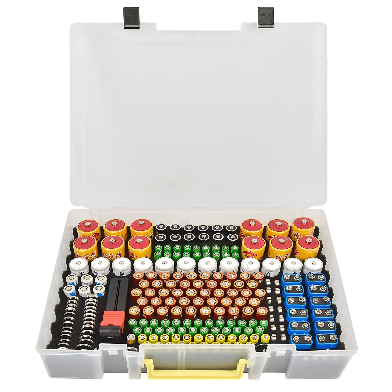 Batterie Aufbewahrungsbox Box, Batteriekasten Koffer mit Batterietester BT-168, Batterie Organizer Hält 225 Batterien AA AAA C D Cell 9V 3V Lithium LR44 CR2 CR1632 CR2032 Knopfzelle- Blau (Nur Fall)