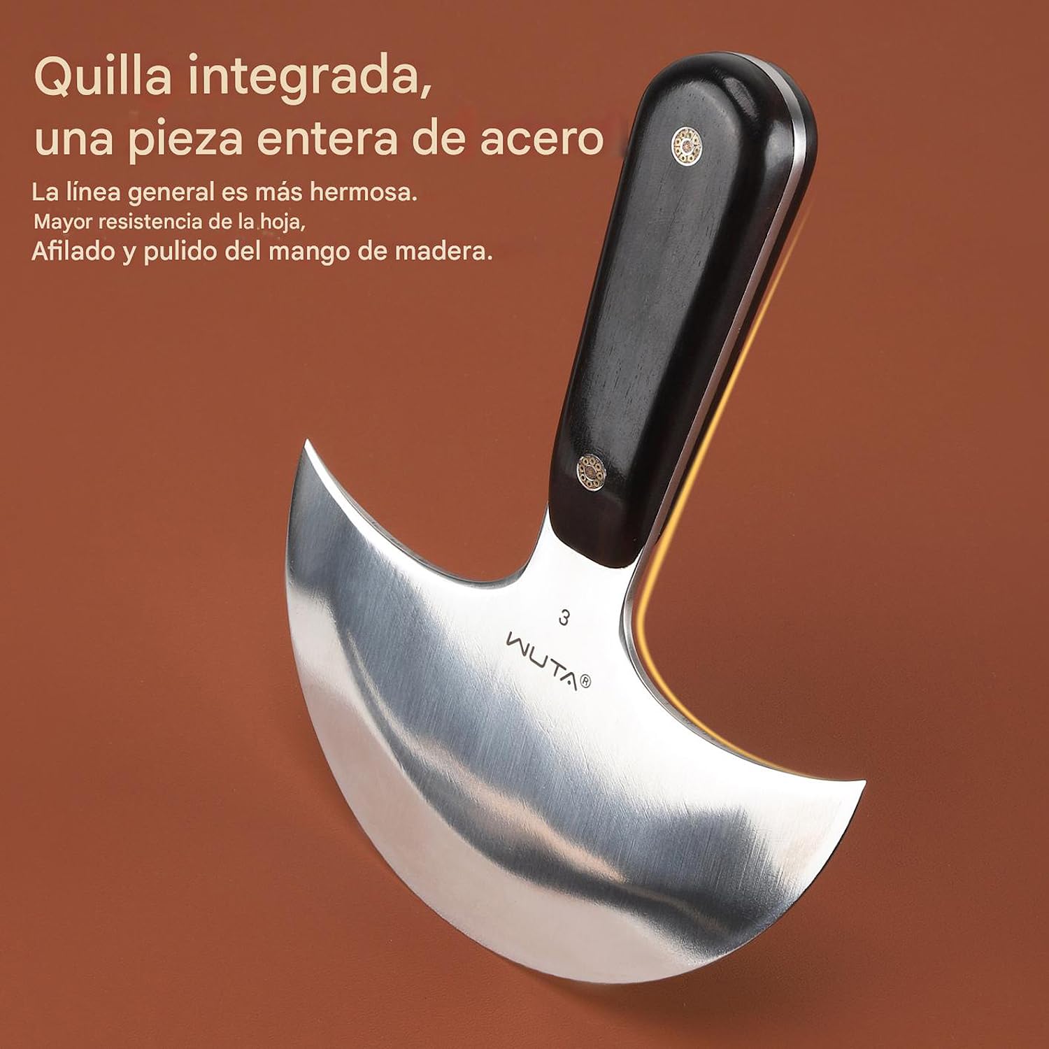 WUTA Cuchillo redondo para cuero, cuchillo de acero ultra afilado con cabeza redonda, herramienta para recortar cuero artesanalmente y tallarlo (5 pulgadas)