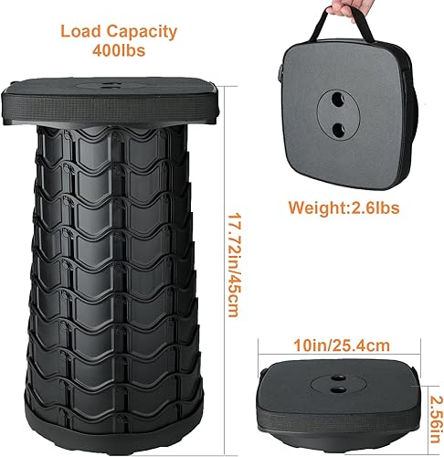 Miniatura 2 de Boreeman Taburete plegable mejorado, taburete portátil cuadrado, ligero pero más resistente, con capacidad de carga de 400 libras, perfecto para