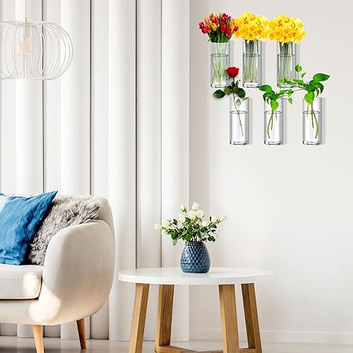 Miniatura 6 de Baderke 6 piezas de jarrón de pared de vidrio para plantas colgantes de propagación de interior con ganchos invisibles de plástico sin rastros de