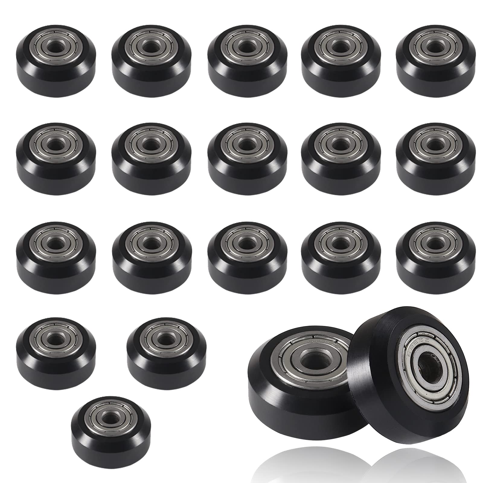 20PCS 3D Printer Wheel Plastic Black Pulley Linear Bearing Passive Round Wheel for Creality Ender 3,Ender 3 Pro,Ender 5,CR-10,Ender 3 V2,CR-7,CR-10S Series 3D Printer
