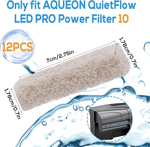 Miniatura 2 de 12 almohadillas de filtro especiales reductor de amoníaco para Aqueon Quietflow LED Pro Modelo 10, cartuchos de filtro de esponja de alta densidad