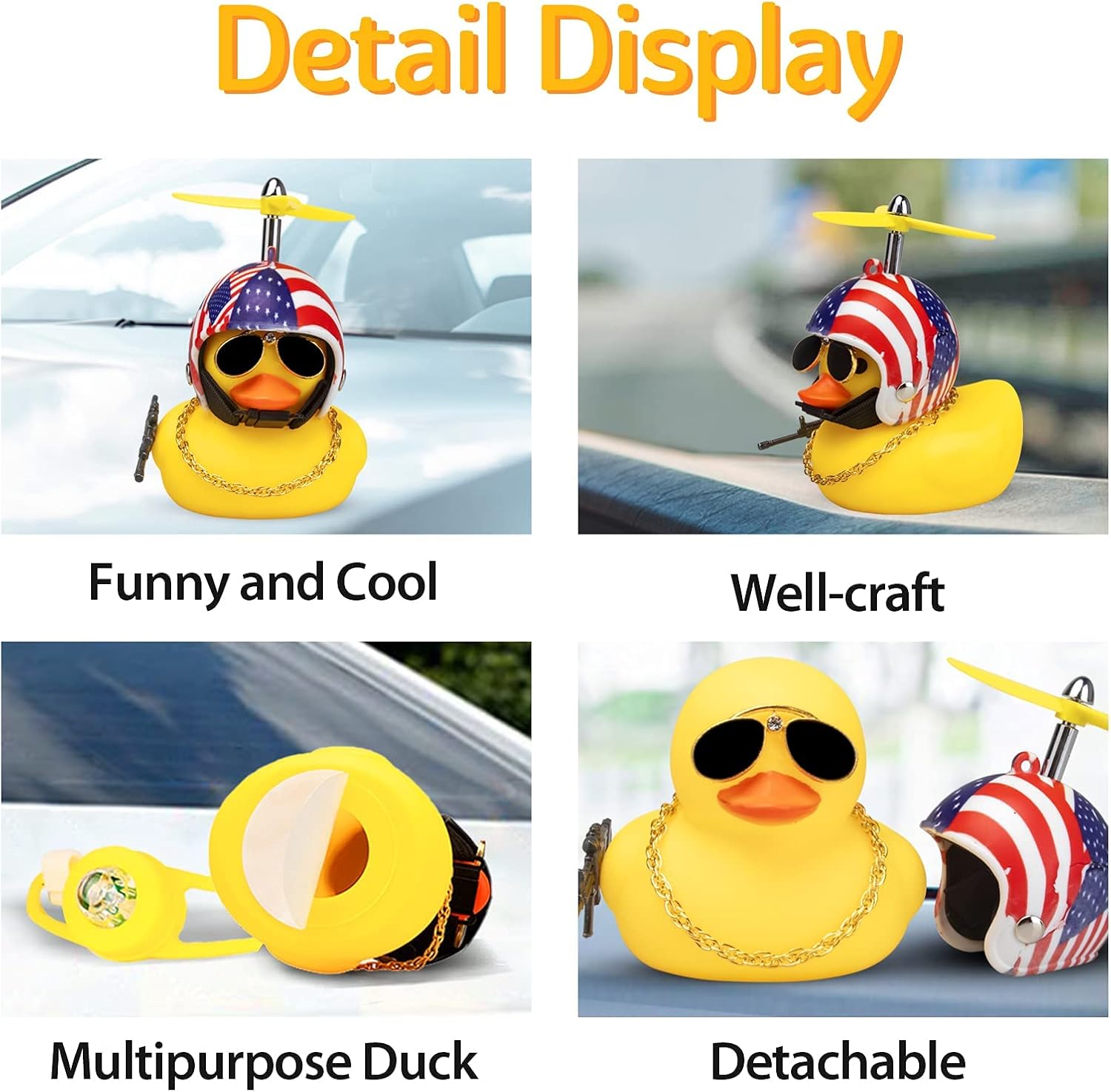 wonuu Rubber Duck Car Ornaments, Squeeze Duck Dashboard Decorations Bicycle Decor for Cycling Motorcycle & Bicycle Accessories Decorations