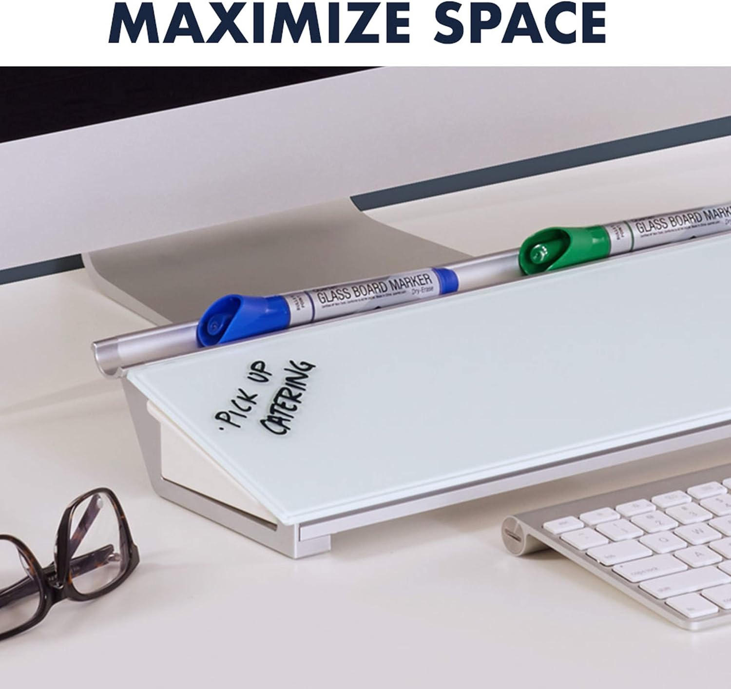 Quartet Glass Desktop Computer Pad, 18" x 6", Whiteboard, Dry Erase Surface, White Surface (GDP186) : Office Products