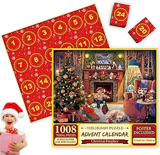 Advent Calendar 2023 Christmas Jigsaw Puzzle Christmas Countdown Calendar Puzzles 24 Days Surprise Christmas Countdown Calendars with 1008 Jigsaw Puzzles for Kids Adults