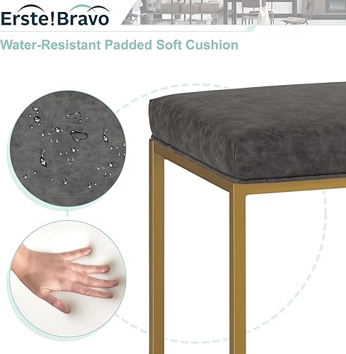 Miniatura 20 de Juego de 4 taburetes de bar marrones para encimera de cocina, taburetes de bar modernos sin espalda de 24 pulgadas, taburetes de bar industriales