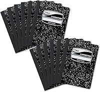 Mead Composition Notebooks, 12 Pack Wide Ruled, 100 Sheets, 7.5x9.75 Black Marble - Durable School Essentials