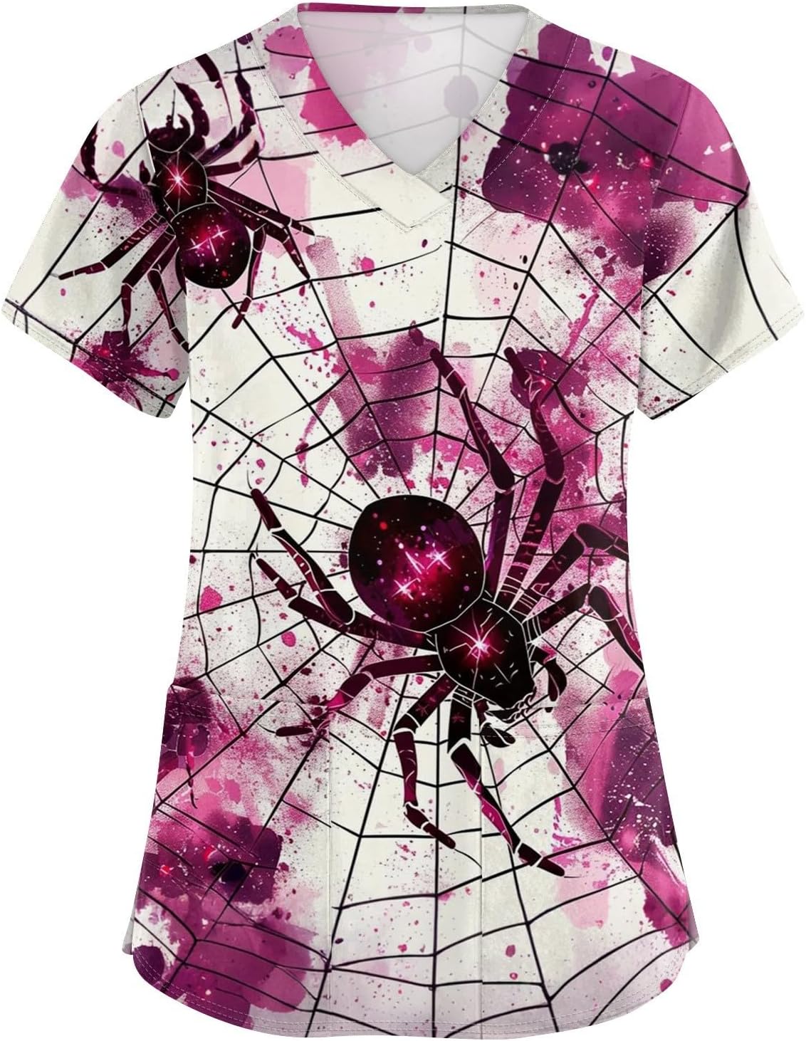 Women's Fall Halloween Shirts, Short Sleeve V Neck Pumpkin Graphic Holiday Blouses with Pockets, S-5XL