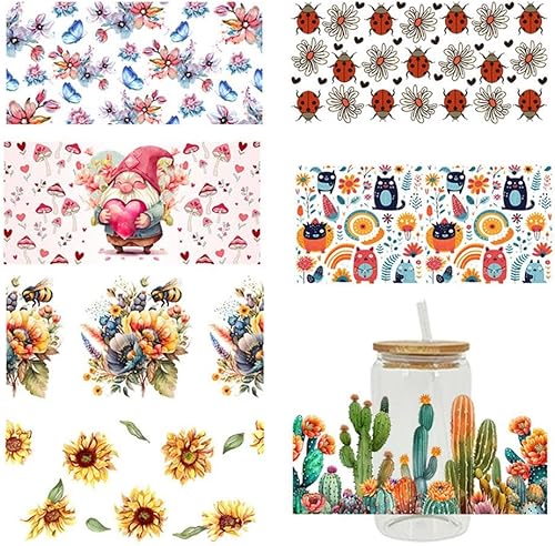 Miniatura 4 de UV DTF - Calcomanías de transferencia de copas, UV DTF Cup Wrap Transfer Cup Stickers Adhesivos DIY Otoño Impermeable Otoño Tema Flor Rub on