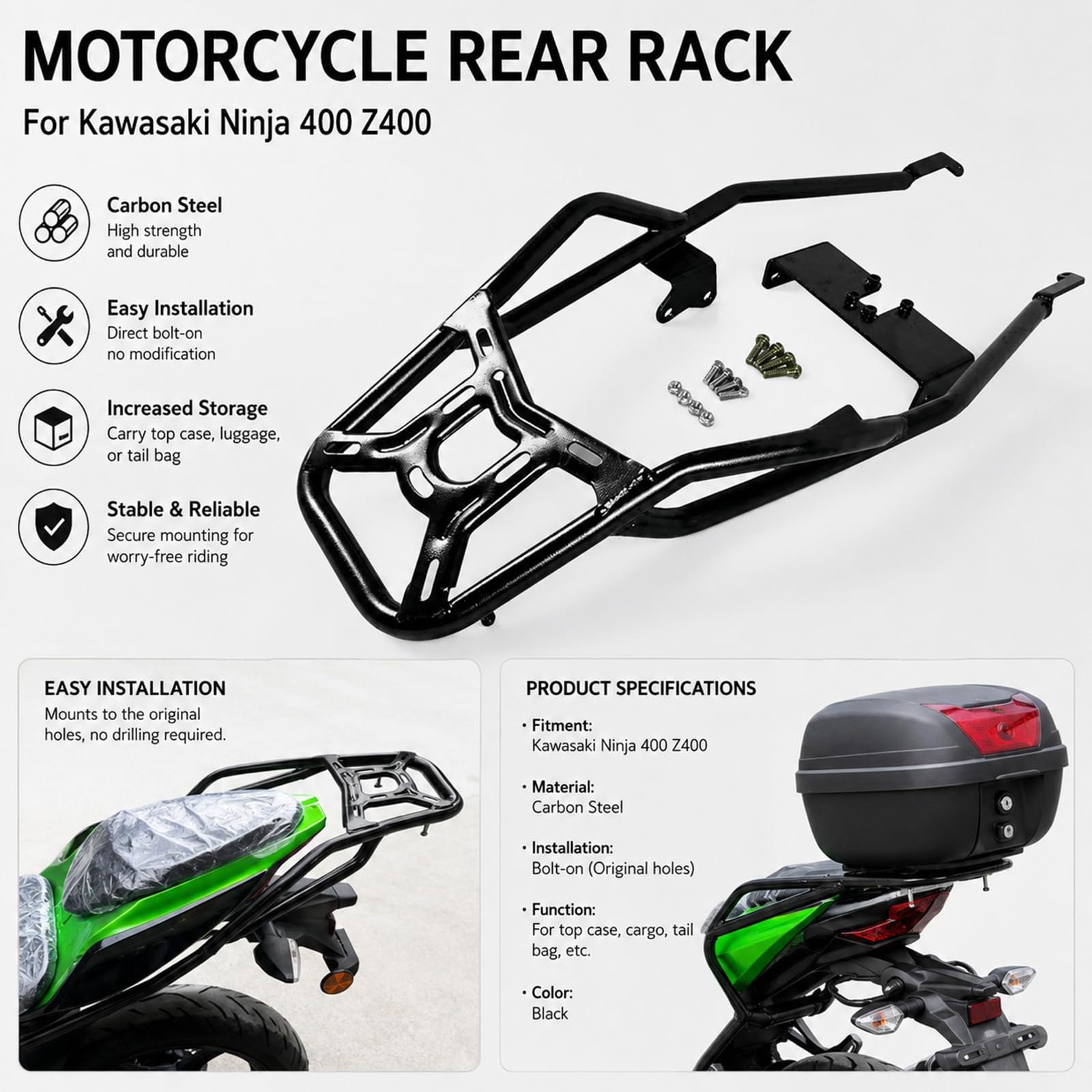 Amazon.com: Heavy Duty Motorcycle Rear Rack Luggage Carrier Rear