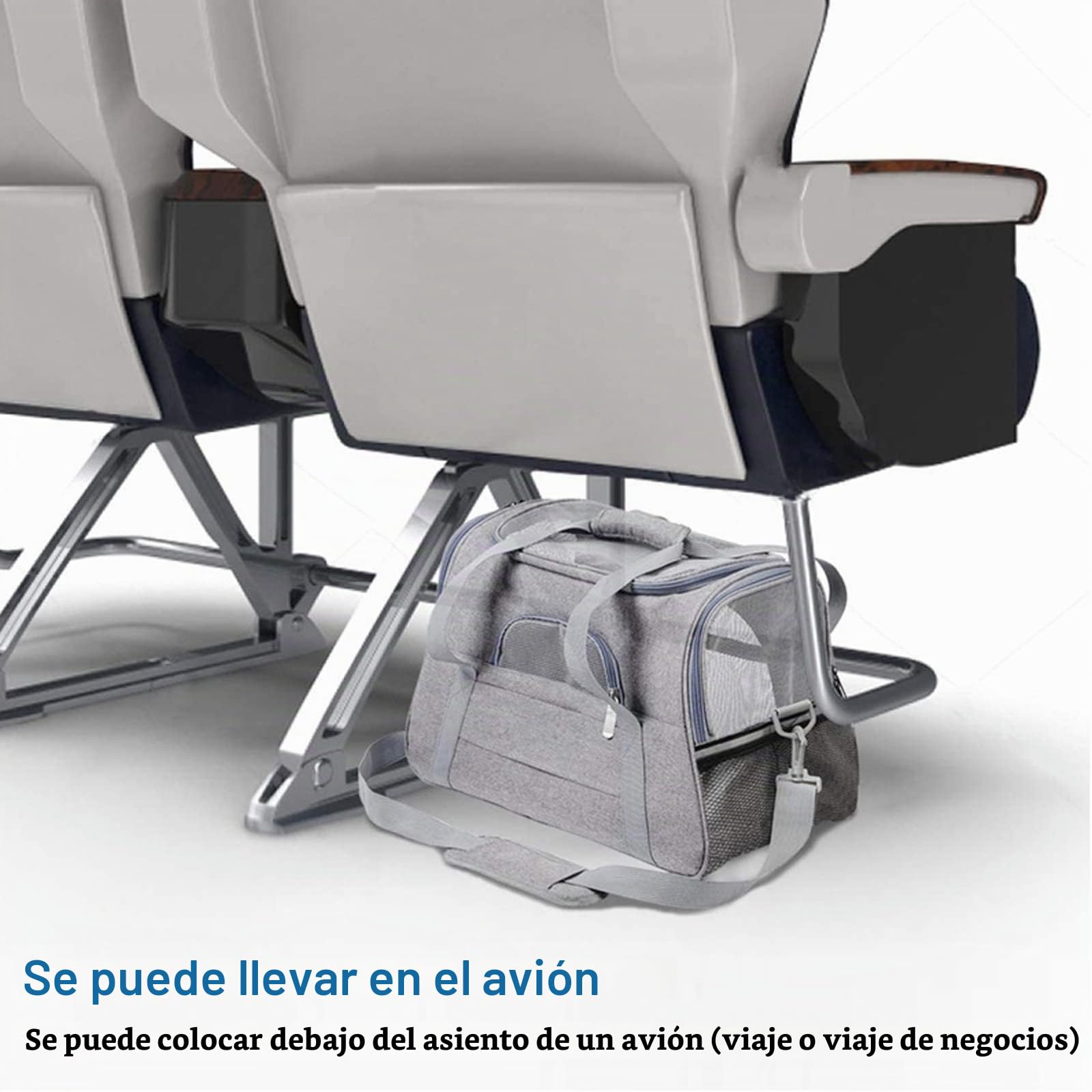PETCUTE Transportín Perro Gato,Bolsa Transporte Plegable para Mascotas con Correa de Hombro Ajustable,Colchón Suave,Portador Transpirable de Viaje con Tira Reflectante,Aerolínea Aprobada,hasta 9 KG