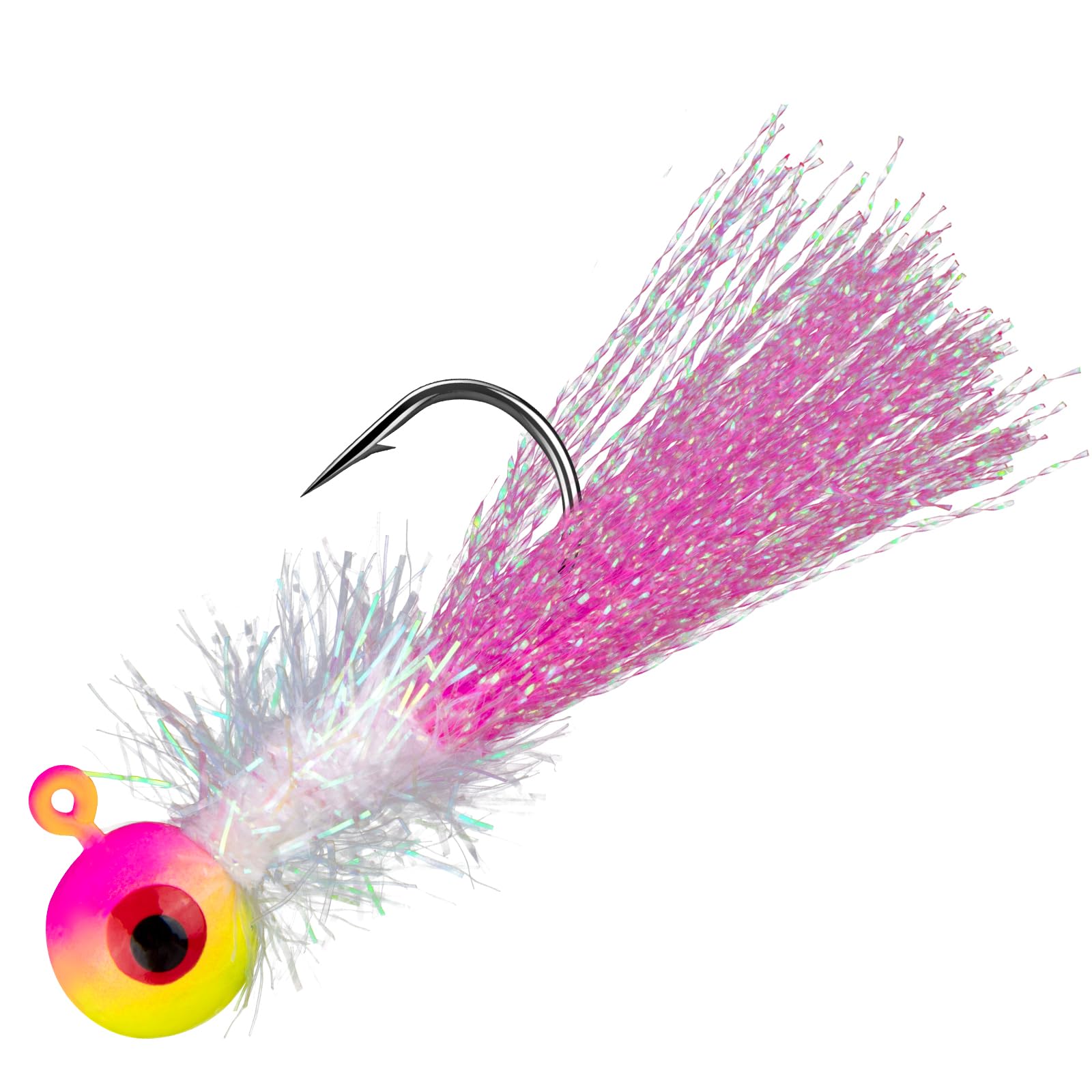 Dr.Fish 10 Pack Tinsel Flash Jig Heads Fishing Crappie Round Ball jig Freshwater Swimbait Marabou Bass Fishing Hook Trout Walleye Panfish Bluegill
