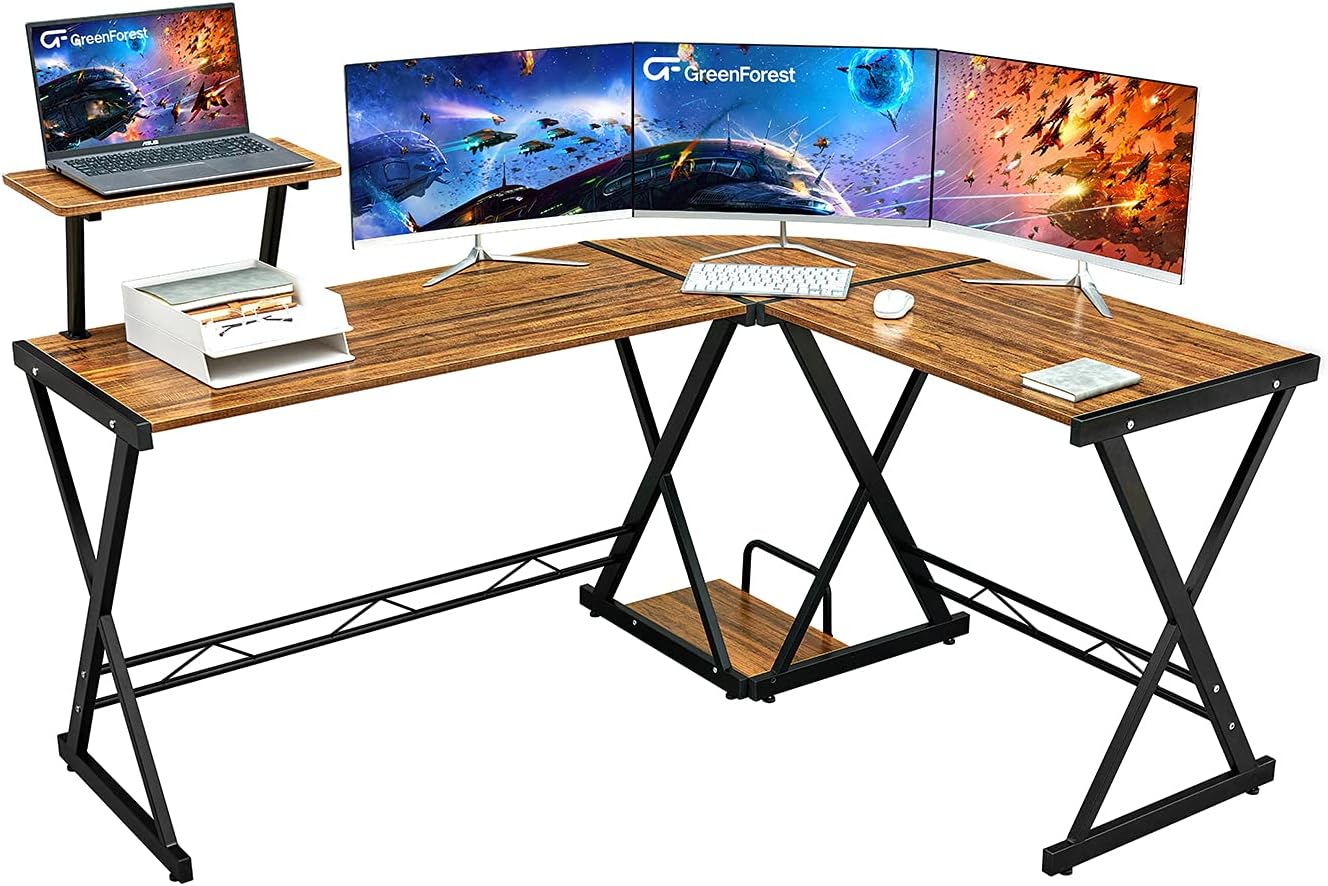 GreenForest L Shaped Desk 58 inch, Reversible Corner