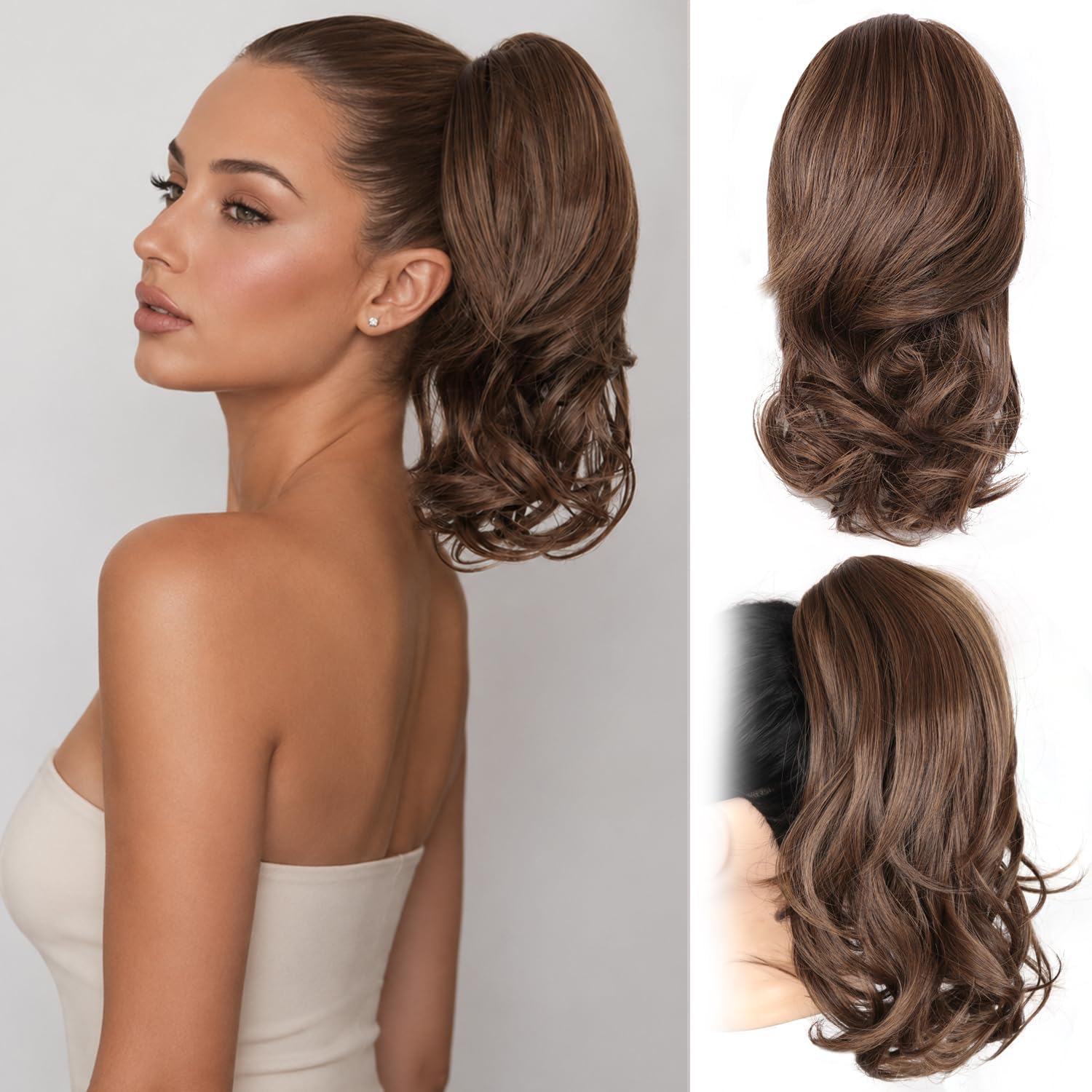Photo 1 of 14 Inch Clip in Ponytail Hair Extensions, Claw Clip Ponytail Extension
