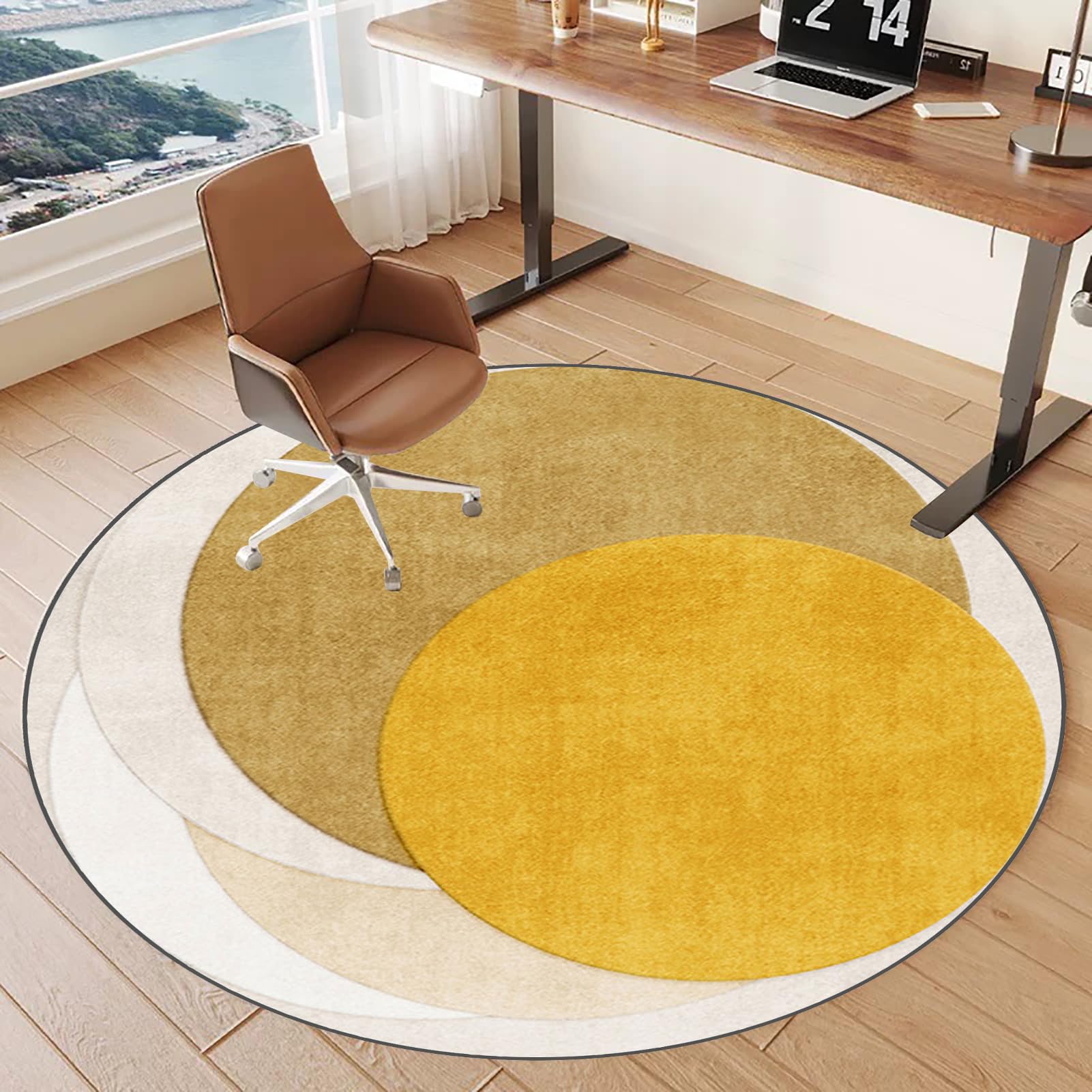 Tkuhknag Round Desk Chair Mat for Carpeted floors, Office Chair Mat for Hardwood Floor, Gaming Chair Mat, Low/Medium Pile Carpet Protector Chair Mat Easy Glide, Chair Mat for Wooden Floors 130 cm