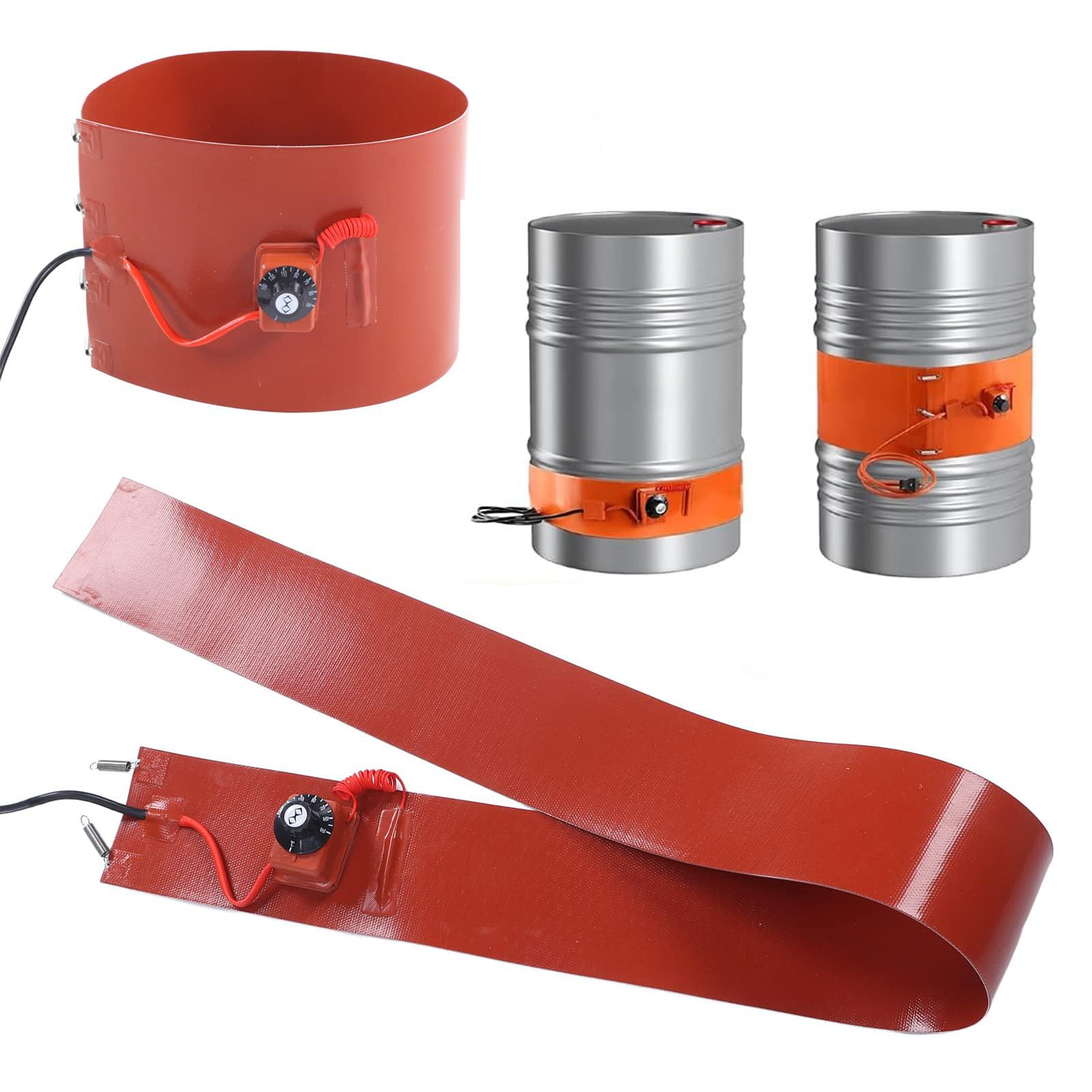 AYUWQZX silicone drum heater with adjustable thermostat, Oil Drum Heater Belt Silicone Heating Tape Adjustable Thermostat 20L-200L Drums(Digital Display,20L 860 * 200mm 800W)