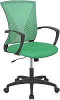 Vista 7 de HHS Silla ergonómica de malla con soporte lumbar, silla giratoria de escritorio con respaldo medio, silla moderna ejecutiva con ruedas, cómoda silla