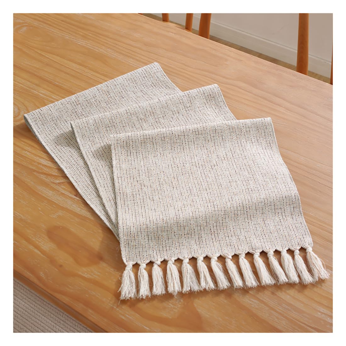 NIUSABOU Kitchen Dining TableDecoration, Table Runner With Tassel Multicolor Multiple Sizes(Beige,33x240cm(12.9x94.4in))