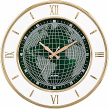 Amazon Brand - Umi Big Size Wall Clock 18 Inch with 3D Roman Numbers Silent Sweep Movement Domed Glass Wooden Body Decorative Modern Wall Clock for Hall Living Room Bedroom & Office UC-3398 (Green)
