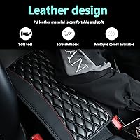 Vista 5 de Funda para consola central de automóvil, funda de piel sintética para reposabrazos de automóvil con diseño de rejilla de diamante, fundas