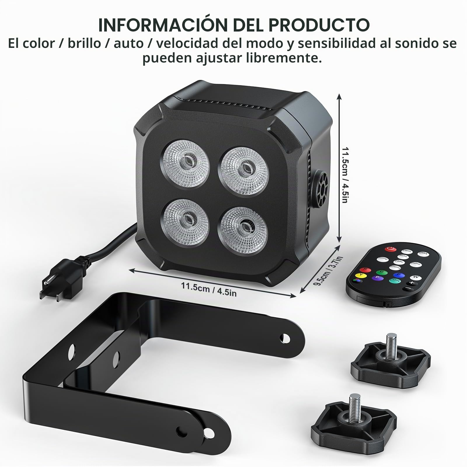4 x 8W RGBW 4 en 1 LED Par Mini luces de escenario con DMX512, control por sonido, foco Par de 4/8 canales para hogar, fiestas, espectáculos y eventos (4 piezas)