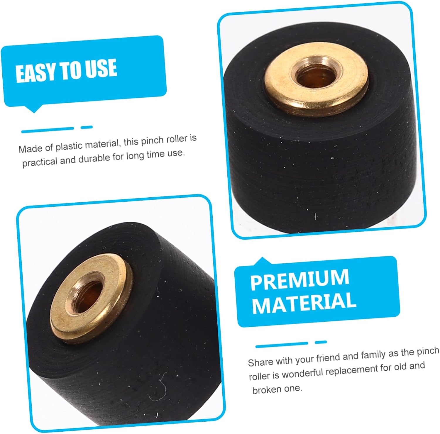 2Pcs Rubber Pinch Roller for Recorder and Amplifier Repair Black