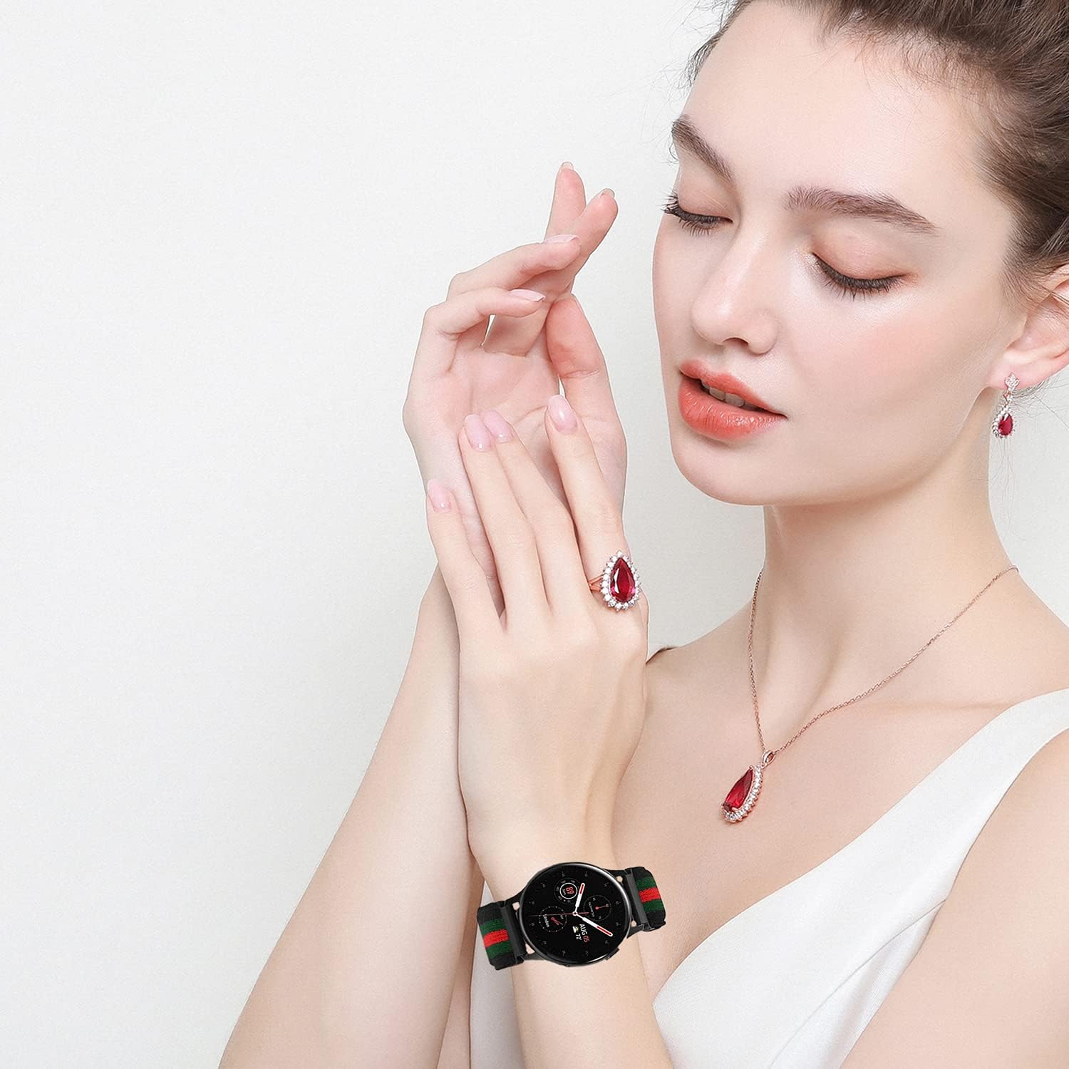 Samsung Galaxy Compatible 20mm Stretchy Nylon Loop Band - 45mm, 44mm, 41mm, 44mm, 42mm Watch Bands, Support Galaxy Watch 5 Pro/5/Active2/3/4 Class - Image 5