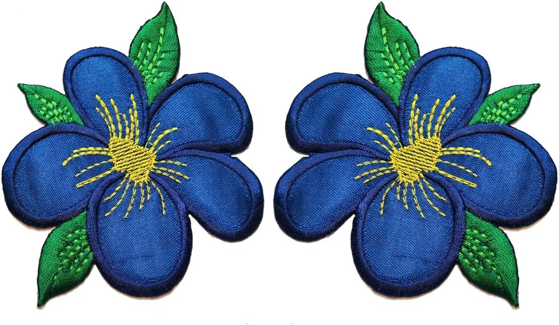 Nipitshop Patches Blue Tulip Flowers Embroidery Lace Flower Fabric Applique Sew on Patches Embroidered Patch DIY for Clothings Jeans Skirt Vests Scarf Hat Backpacks