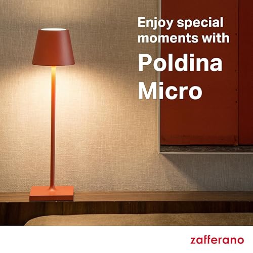 Miniatura 8 de Zafferano, Poldina Micro lámpara, lámpara de mesa recargable inalámbrica con controles táctiles, adecuada para interiores y exteriores, atenuador,