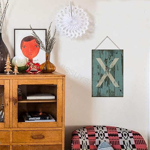 Vista 104 de Letrero colgante de madera con letra A, letrero de madera, decoración del hogar, 26 letras del alfabeto de metal, placa de madera, decoración