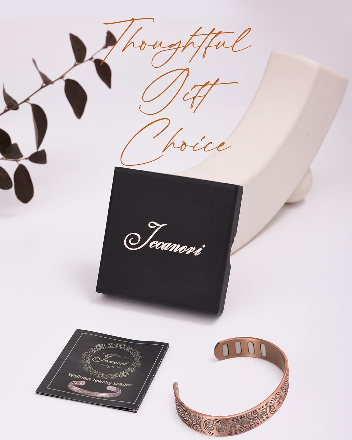 Jecanori Copper Magnetic Bracelets for Men and Women–Upgraded Oval Magnets-Adjustable Cuff Bangles - Image 6