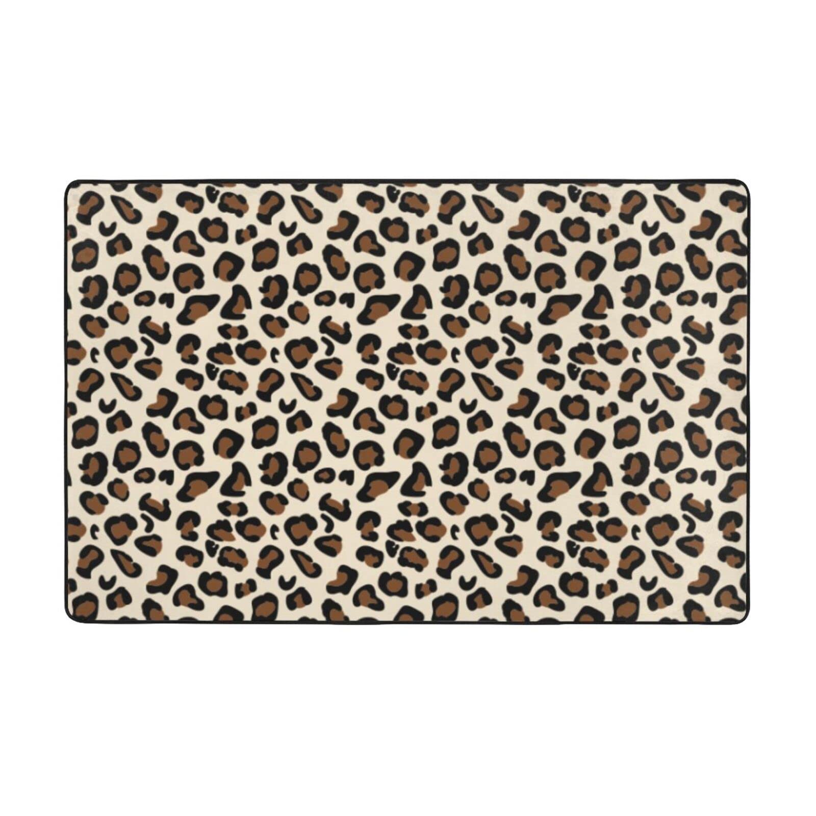 Tapis léopard 150x100 cm lavable et antidérapant pour grand salon et chambre
