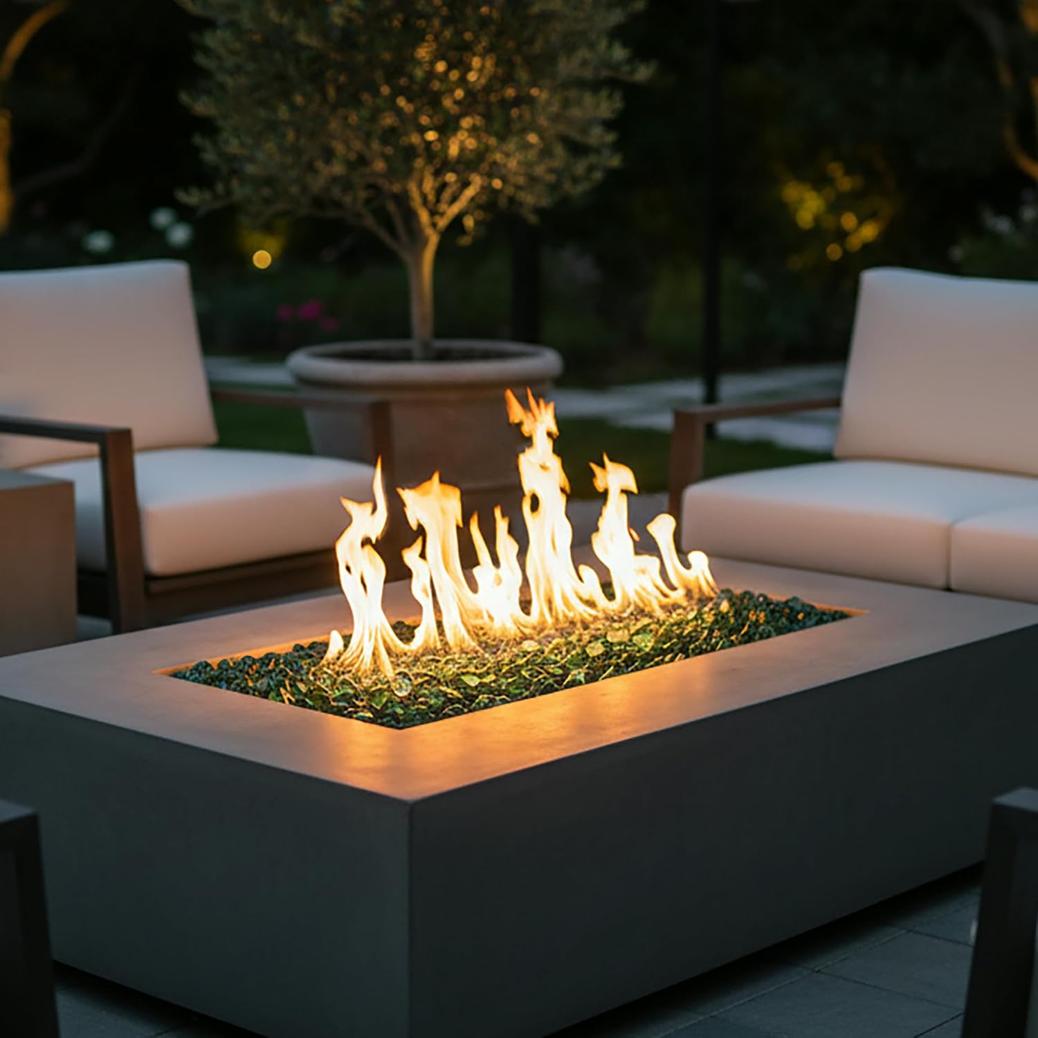 Fire Pit Glass Diamonds - Premium Tempered Fire Glass for Outdoor Fire Pits & Fire Tables - Heat Resistant Decorative Fireplace Glass (20 Pound, Green)