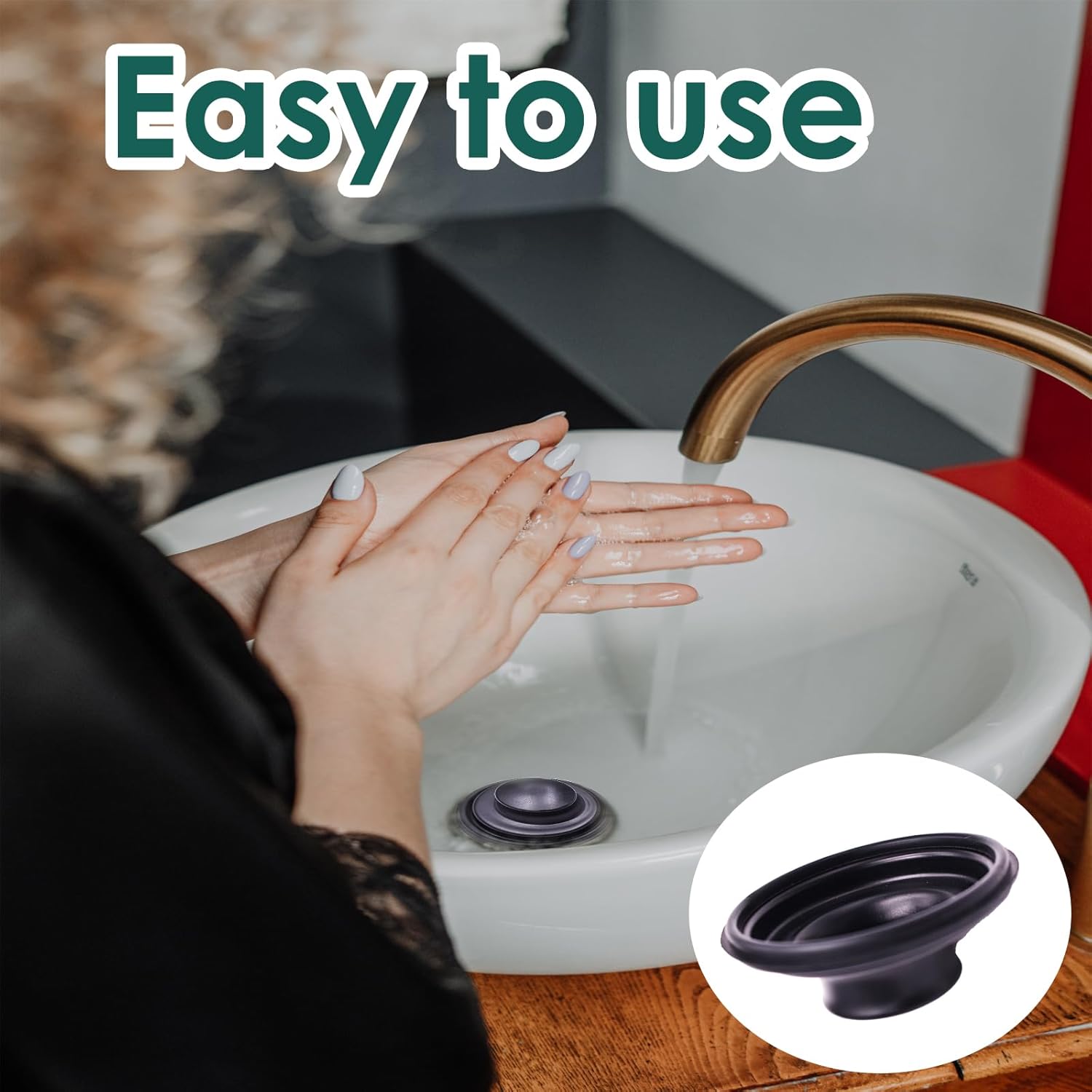 3.5 Inch Kitchen Sink Stopper,Kitchen Garbage Disposal Plug Sink Plug Cover for Bathroom Stainless Steel Fits Standard Kitchen Drain with Garbage Disposal for Flange Drain,Kitchenaid,Waste King(Black)