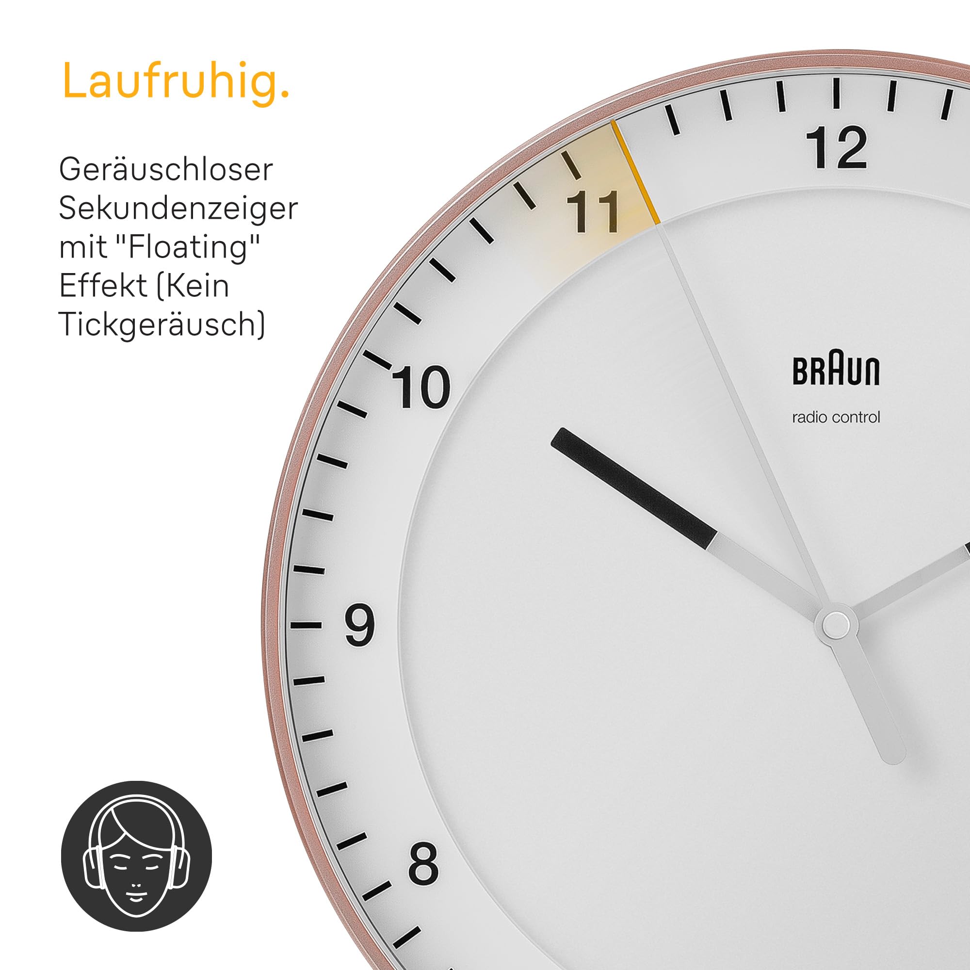 Braun Classic Funkuhr BC17G-DCF – 30 Cm, Grau, DCF-Signal (Mitteleuropa), Geräuschlos, Leicht Ablesbar