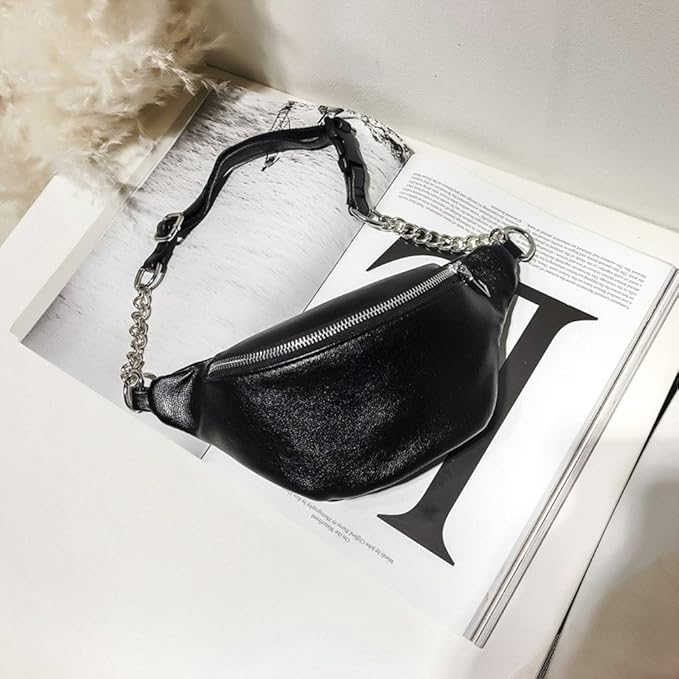 black chain bum bag