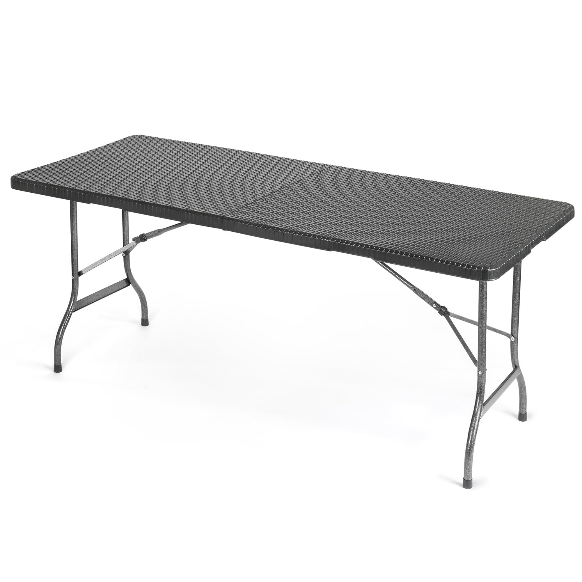 CHRISTOW Folding Garden Table 6 Seater Rattan Effect Heavy Duty Outdoor Patio (6ft)
