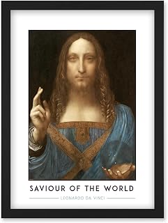 Wee Blue Coo Leonardo Da Vinci Saviour Of The World Salvator Mundi Painting Artwork Framed Wall Art Print A4