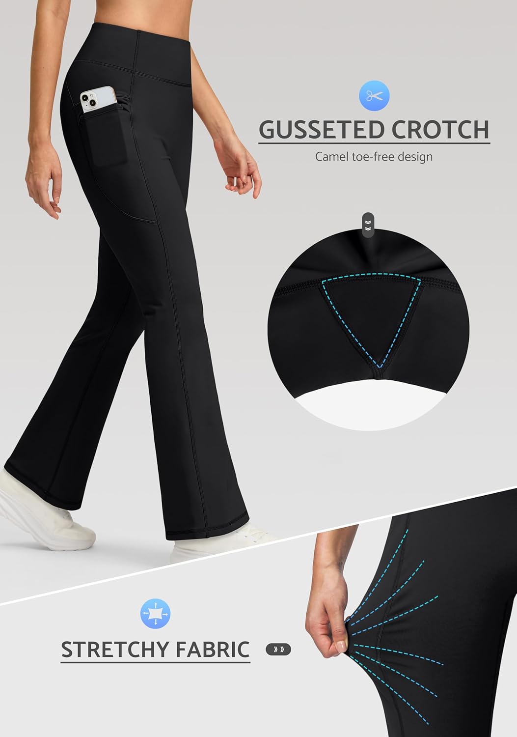 G Gradual Fleece Lined Leggings for Women No Front Seam High Waist Thermal Flare Pants with Pockets for Winter, Hiking, Yoga - Image 4