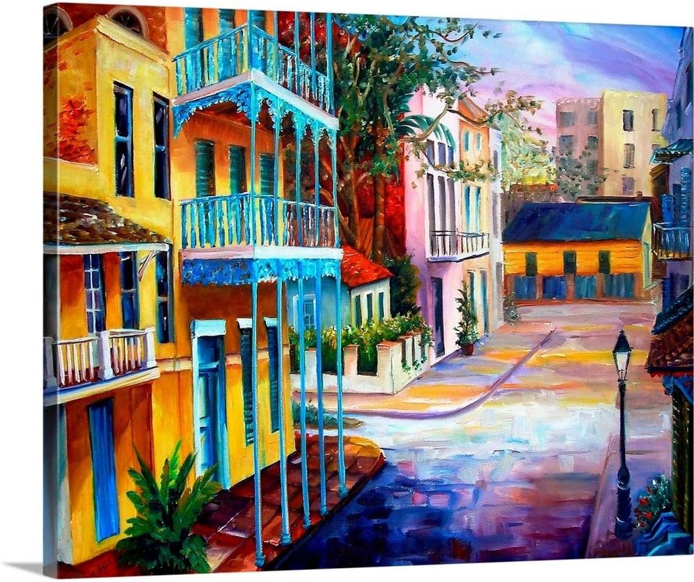 CANVAS ON DEMAND French Quarter Sunrise Canvas Wall Art Print by Diane Millsap, Home Decor, Street Scene, Nature Artwork, 14" x11in