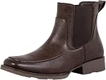 J's.o.l.e Chelsea Cowboy Boots Men Square Toe Western Ankle Boots Casual Work Dress Boot for Men Brown