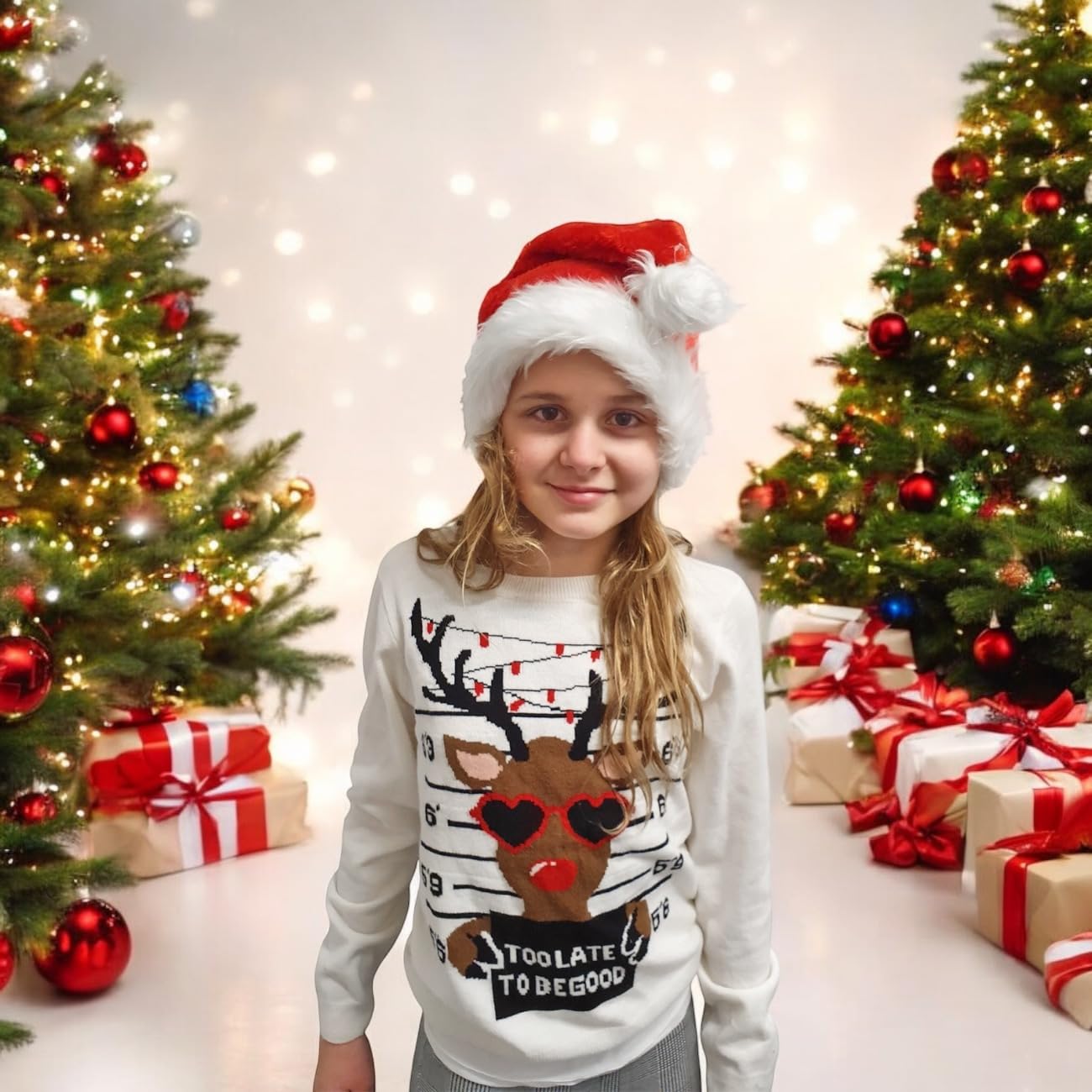 Ciffre 12er Set WEIHNACHTSMÜTZE NIKOLAUSMÜTZE PLÜSCH DICKER FELLRAND für alle KOPFGRÖßEN Erwachsene und Kinder