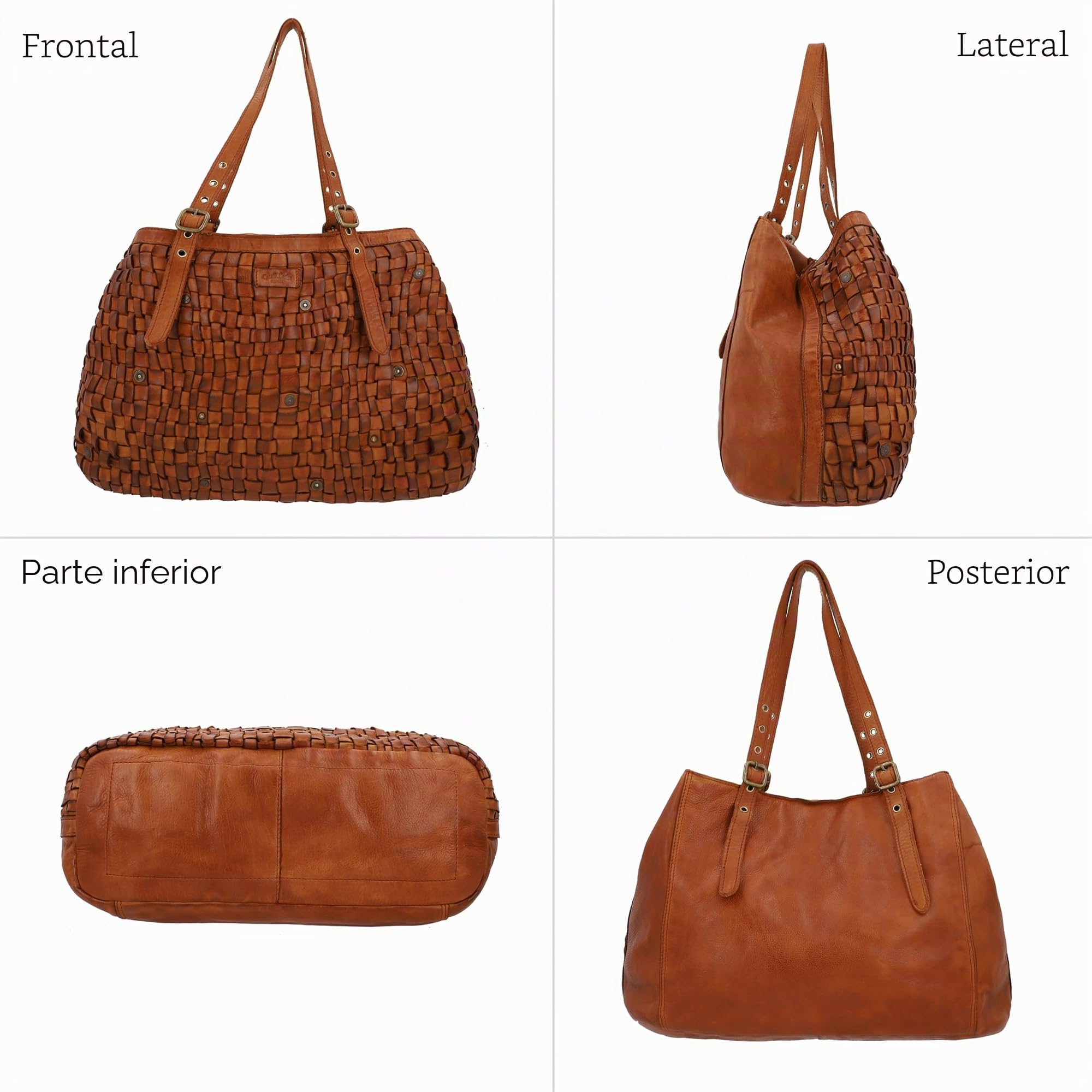 Gusti Bandolera de cuero - Demery bolso shopper cuero vintage mujer marrón