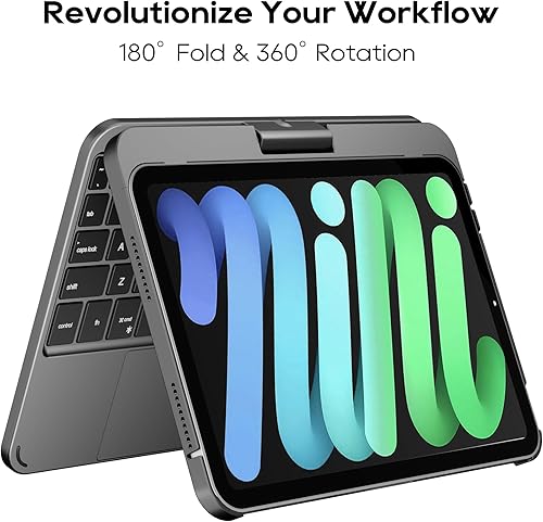 Miniatura 96 de Funda giratoria con teclado para Apple iPad mini 7ª generación 2024 (A17 Pro)/iPad mini 6ª generación (8.3 pulgadas) 2021; teclado compacto