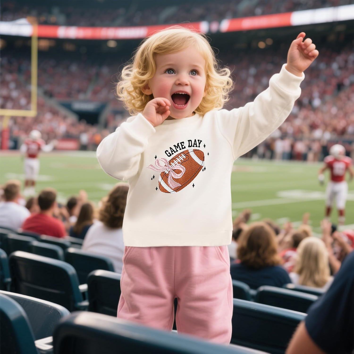 Toddler Baby Girl Fall Clothes Football Outfit Long Sleeve Sweatshirt Pullover Tops Jogger Pant Set - Image 2