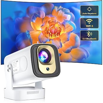 Mini Projector Salange 8K Support 1080P Autofocus Projector Home Cinema Portable projector with WiFi 6 and Bluetooth 5.4 auto keystone correction 4K support smart projector Android 14.0