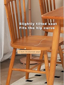 Solid Wood Dining Room Chairs – Farmhouse Windsor Kitchen Chairs With Spindle Back, Armless Side Chair For Living Room, Dining Room, Restaurant, Easy Assembly(Wood)